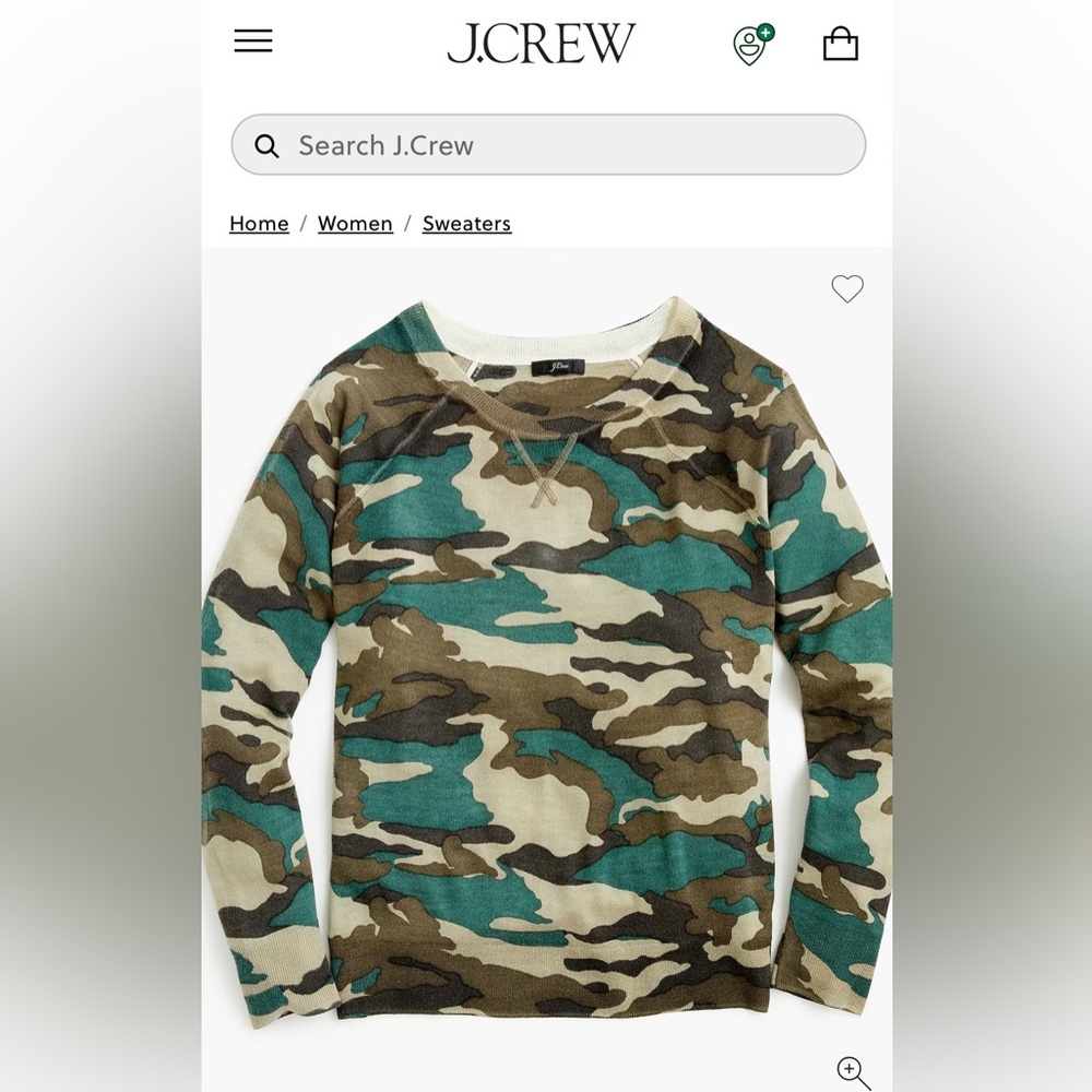 J. Crew Women's Camouflage Sweater - 100% Merino Wool